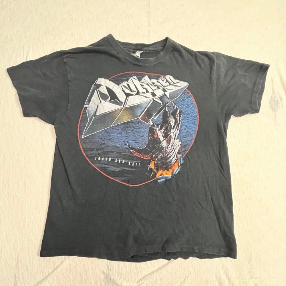 Vintage‎ 1984 Dokken Tooth and Nail Tour T-Shirt Hanes Made USA L Single Stitch